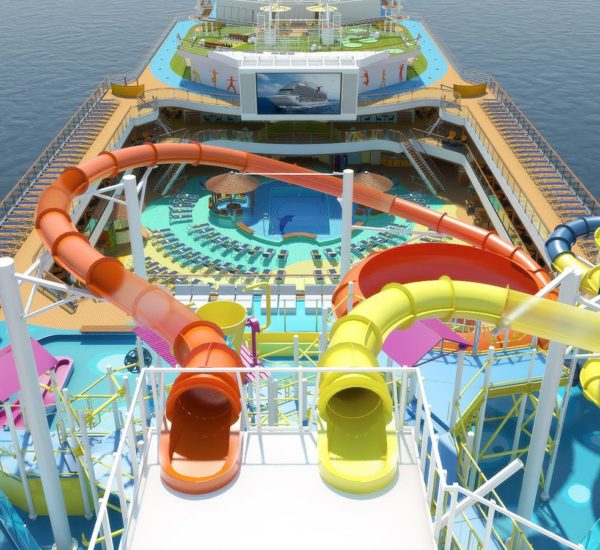 A photo of a cruise ship in-house waterpark