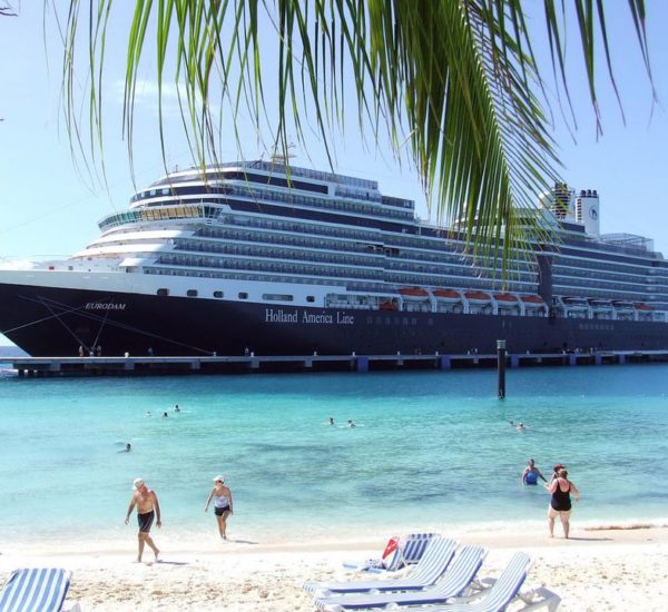A photo of a large cruise ship